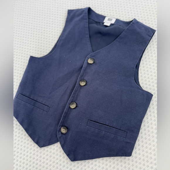 Janie and Jack linen cotton suit vest in navy blue size 4T - Picture 7 of 7